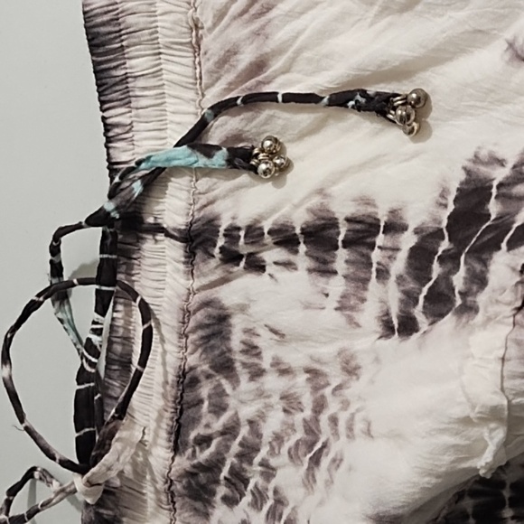 Tiered Gauzy Tie-Dyed Bohemian Hippy Full Maxi Lined Skirt M/L - Picture 4 of 9